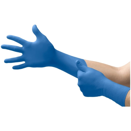 Exam Glove SafeGrip NonSterile Latex Extended Cuff Length Textured Fingertips Blue Chemo Tested