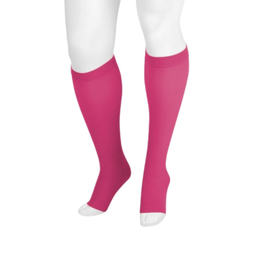 Juzo Dynamic Compression Stockings Knee High Max 30-40 mmHG Short Open Toe 3.5cm with Silicone Top Band