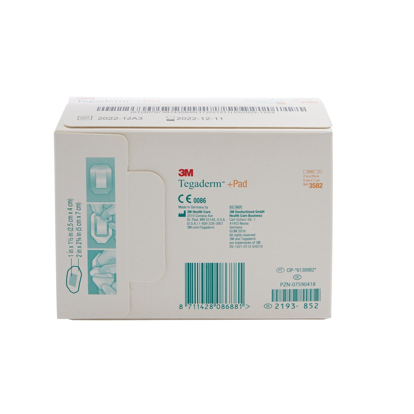 3M Tegaderm +Pad Transparent Film Dressing with Pad 2 x 2-3/4 Inch Sterile