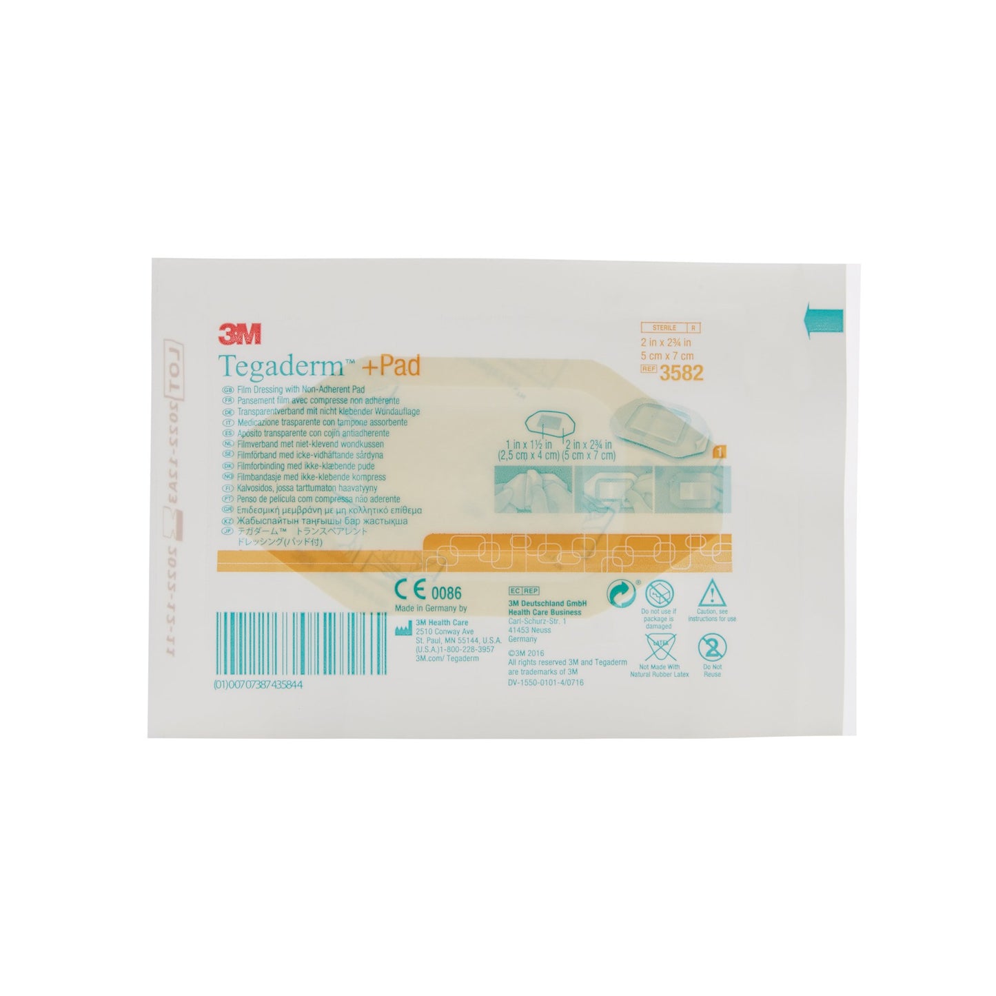 3M Tegaderm +Pad Transparent Film Dressing with Pad 2 x 2-3/4 Inch Sterile