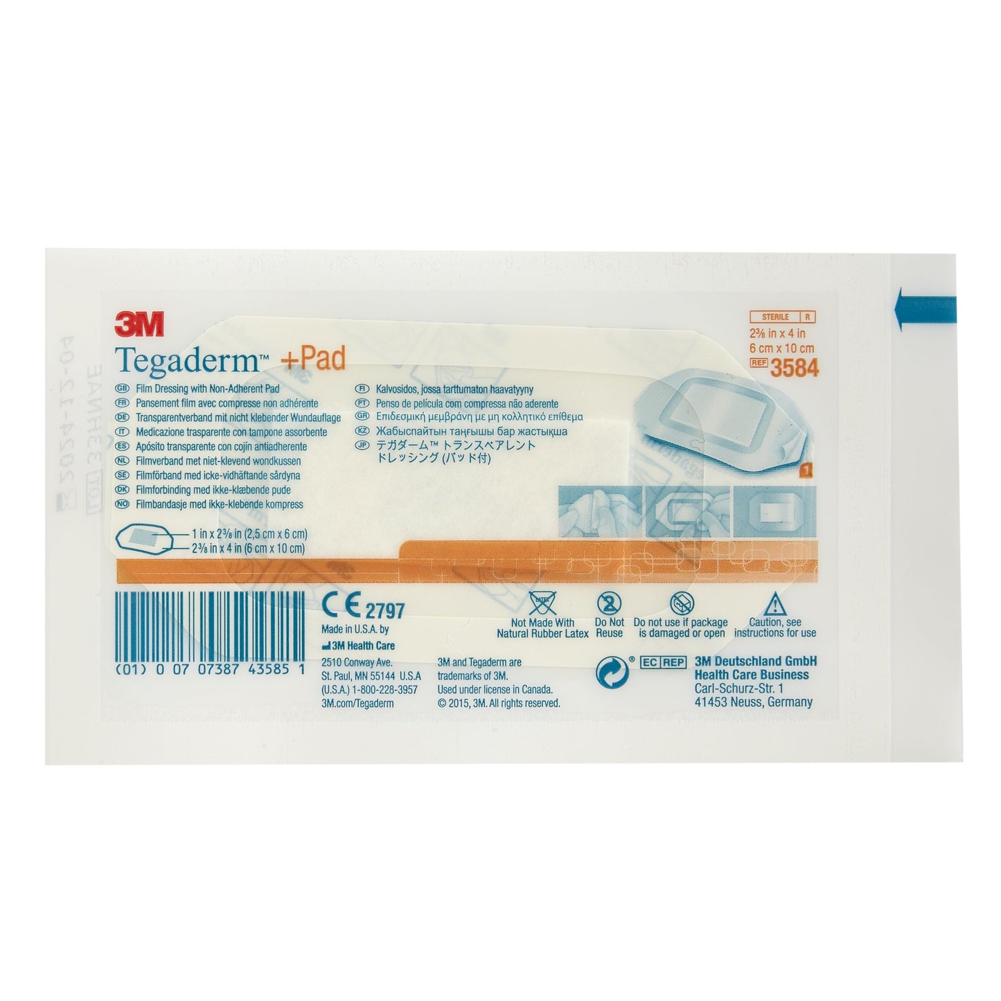 3M Tegaderm +Pad Transparent Film Dressing with Pad 2-3/8 x 4 Inch Sterile