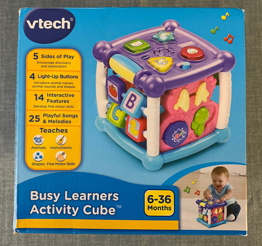 VTech Busy Learners Activity Cube – Animals & Shapes, Purple, Toddler Learning Toy (6 Months – 3 Years)