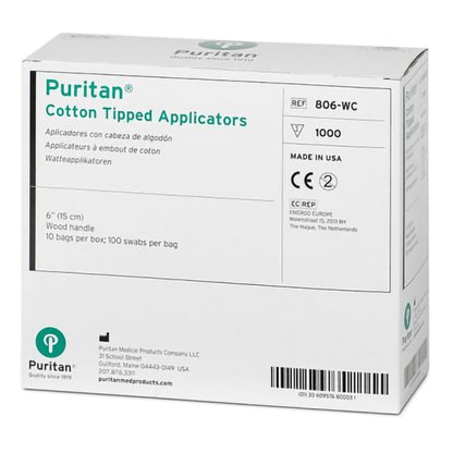 Puritan Cotton Tip Swabstick 6 Inch Wood Shaft Non-Sterile Standard Tip