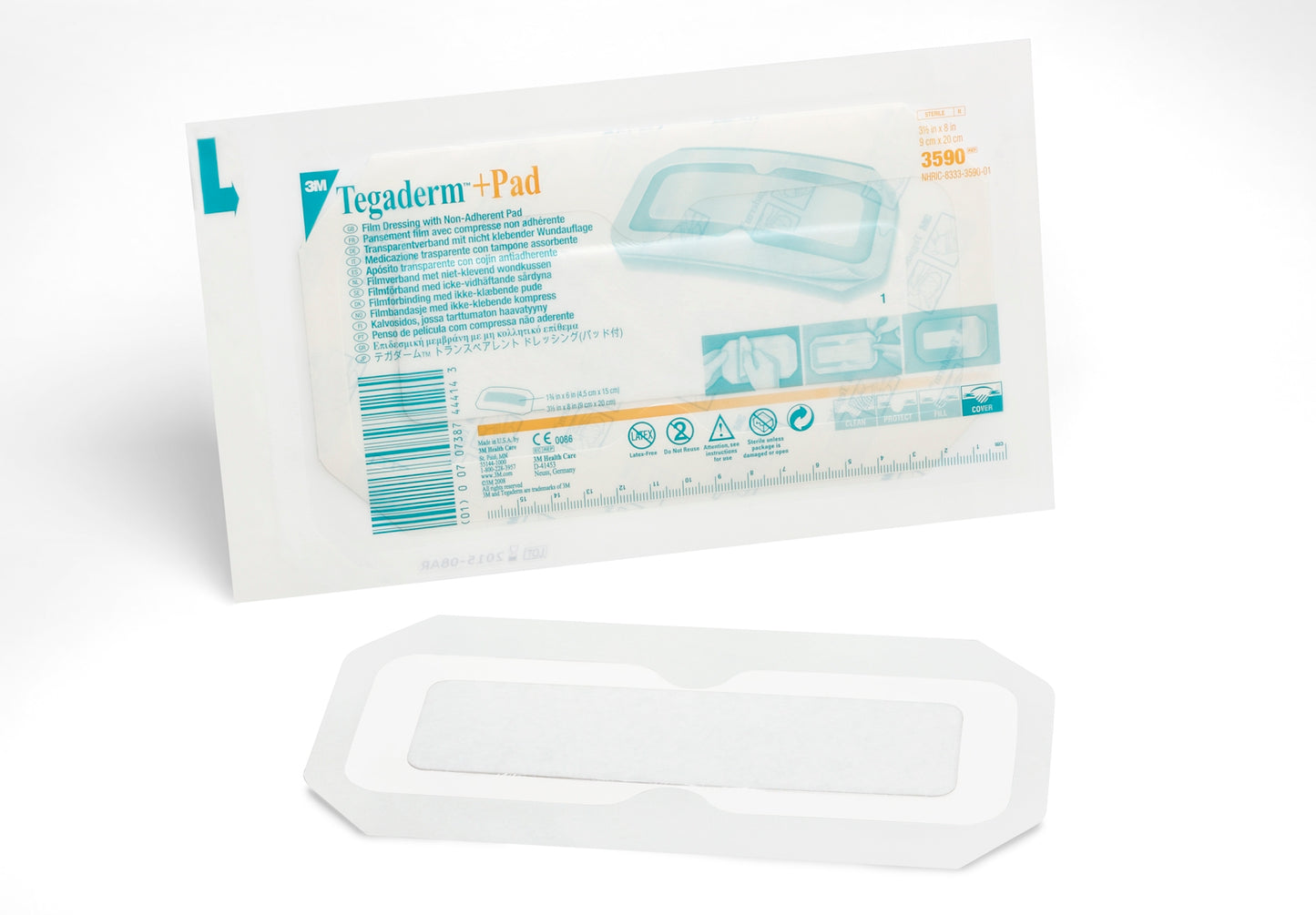 3M Tegaderm +Pad Transparent Film Dressing with Pad 3-1/2 x 8 Inch Sterile