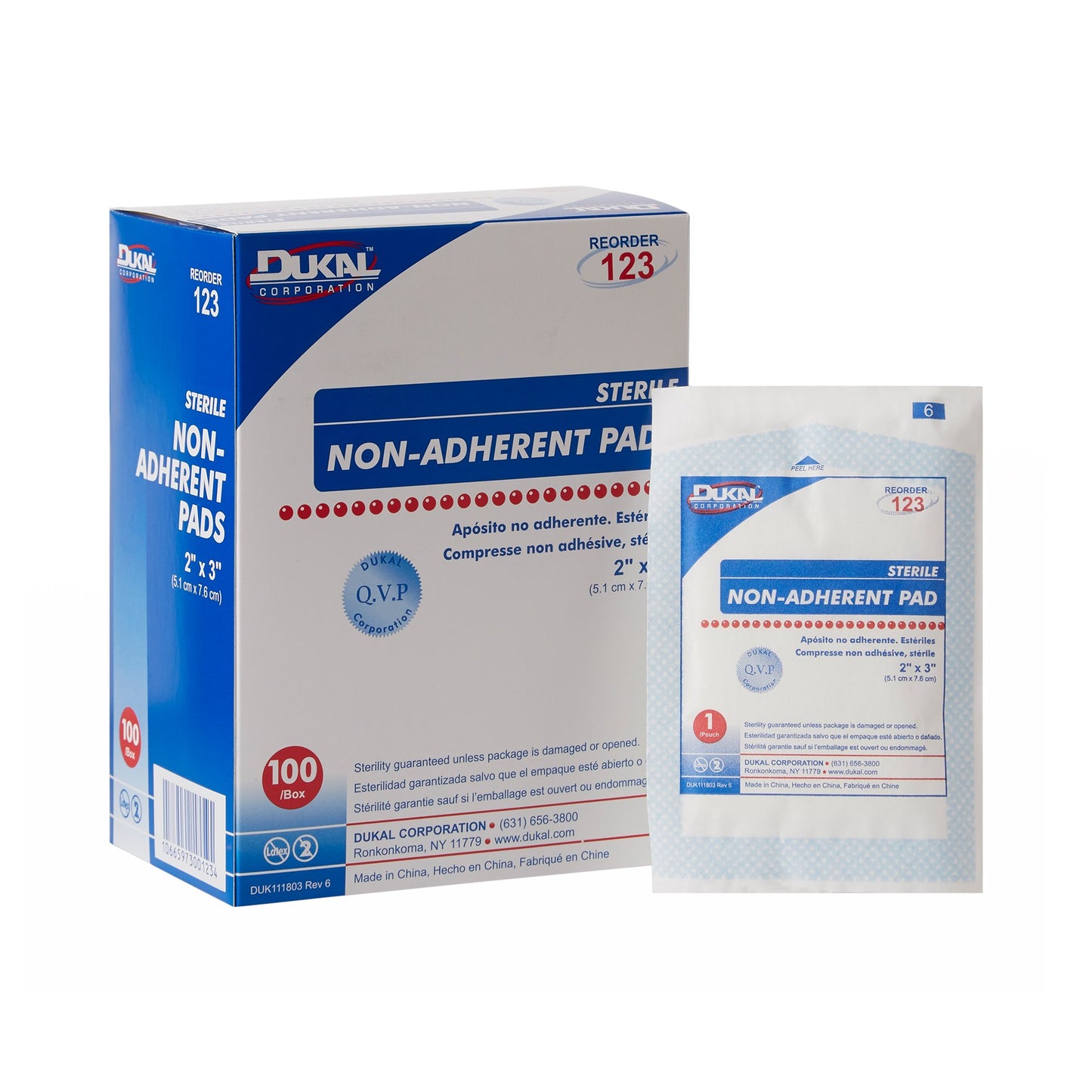Dukal Non-Adherent Dressing 2 x 3 Inch Sterile Rayon/Polyester 1 Per Pack