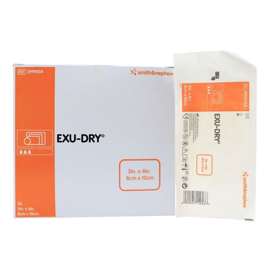 EXU-DRY Anti-Shear Super Absorbent Dressing 3 x 4 Inch – Rectangle
