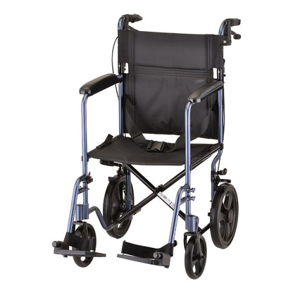 Lightweight Transport Chair With Hand Brakes - 20" With Swing Away Footrests