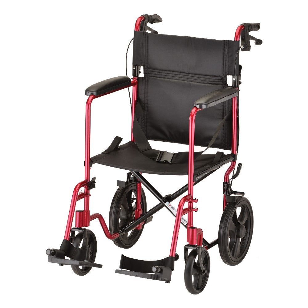 Lightweight Transport Chair With Hand Brakes - 20" With Swing Away Footrests