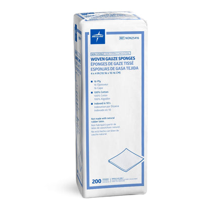 Medline Gauze Sponges 4 x 4 Inch, 16-Ply, NonSterile – 200 per Pack
