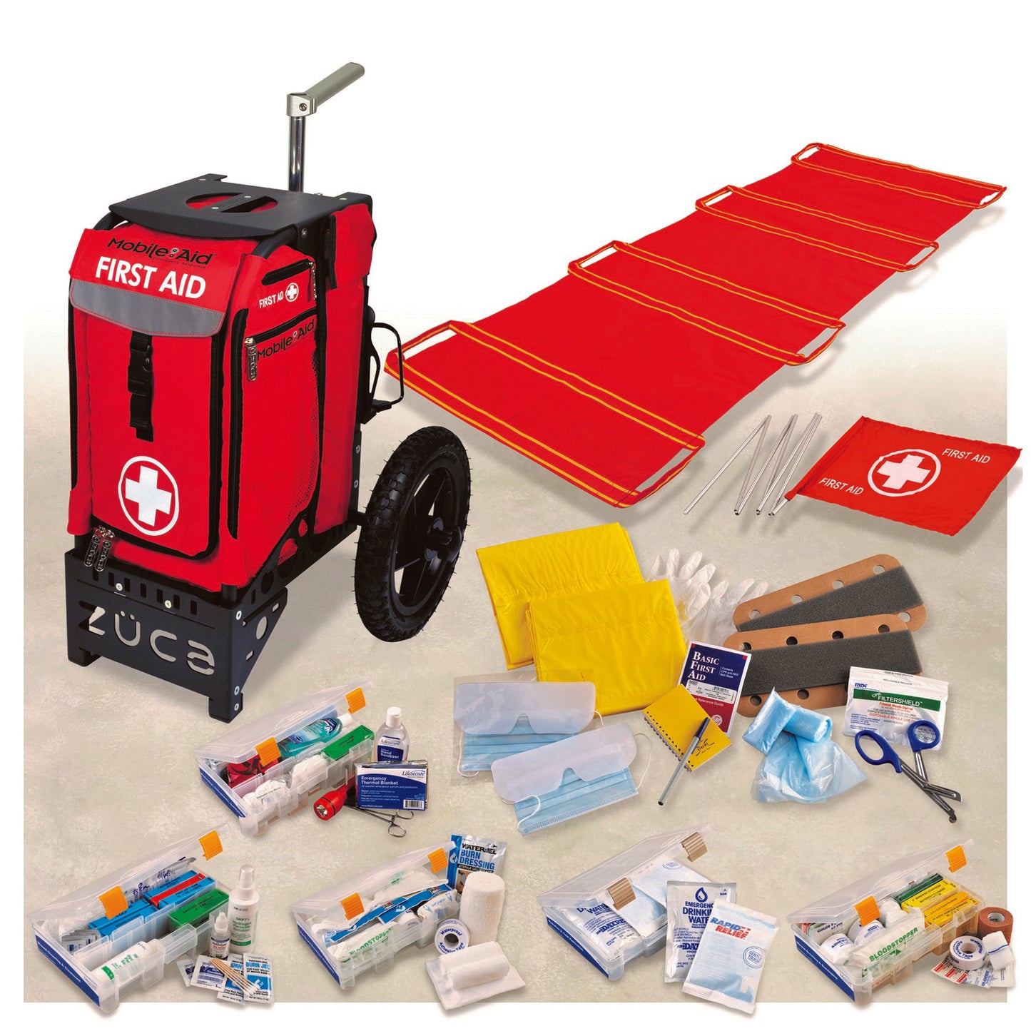 MobileAid All-Terrain Indoor/Outdoor Modular Trauma First Aid Station Cart – 274-Piece Emergency Response System
