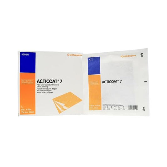 Acticoat 7 Silver Barrier Dressing, 6 x 6 Inch, Sterile, 5-Count