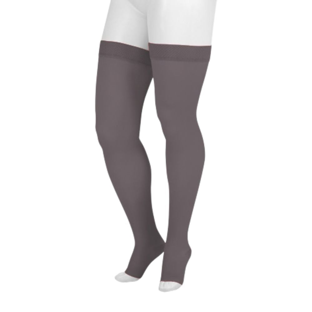 Juzo Dynamic Compression Stockings Tigh High 20-30 mmHG Max Open Toe Short with Silicone Top Band