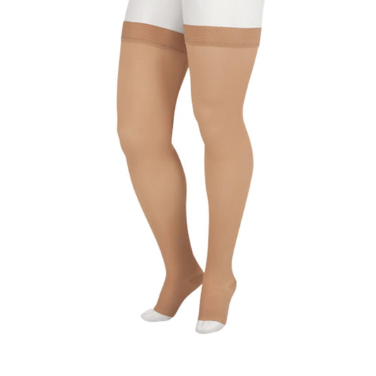 Juzo Soft  Thigh High Compression Socks with Silicone Top Band 20-30 mmHg Open Toe Compression Stockings