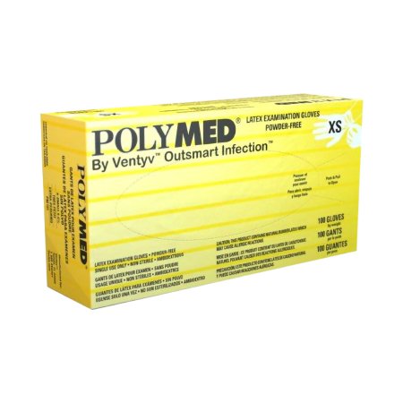 Exam Glove Polymed NonSterile Latex Standard Cuff Length Fully Textured Ivory Not Rated