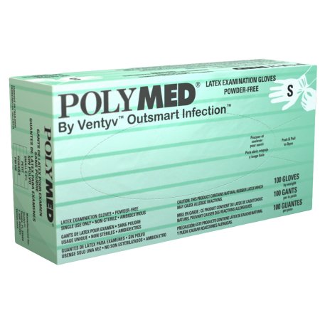 Exam Glove Polymed NonSterile Latex Standard Cuff Length Fully Textured Ivory Not Rated