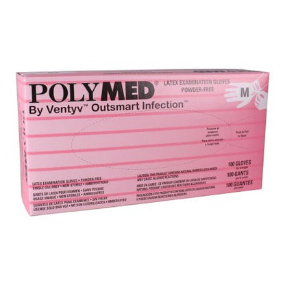 Exam Glove Polymed NonSterile Latex Standard Cuff Length Fully Textured Ivory Not Rated