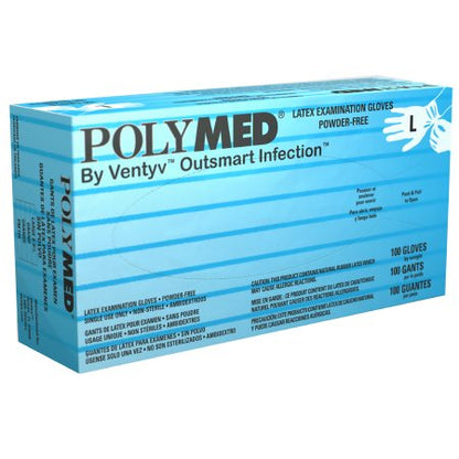 Exam Glove Polymed NonSterile Latex Standard Cuff Length Fully Textured Ivory Not Rated