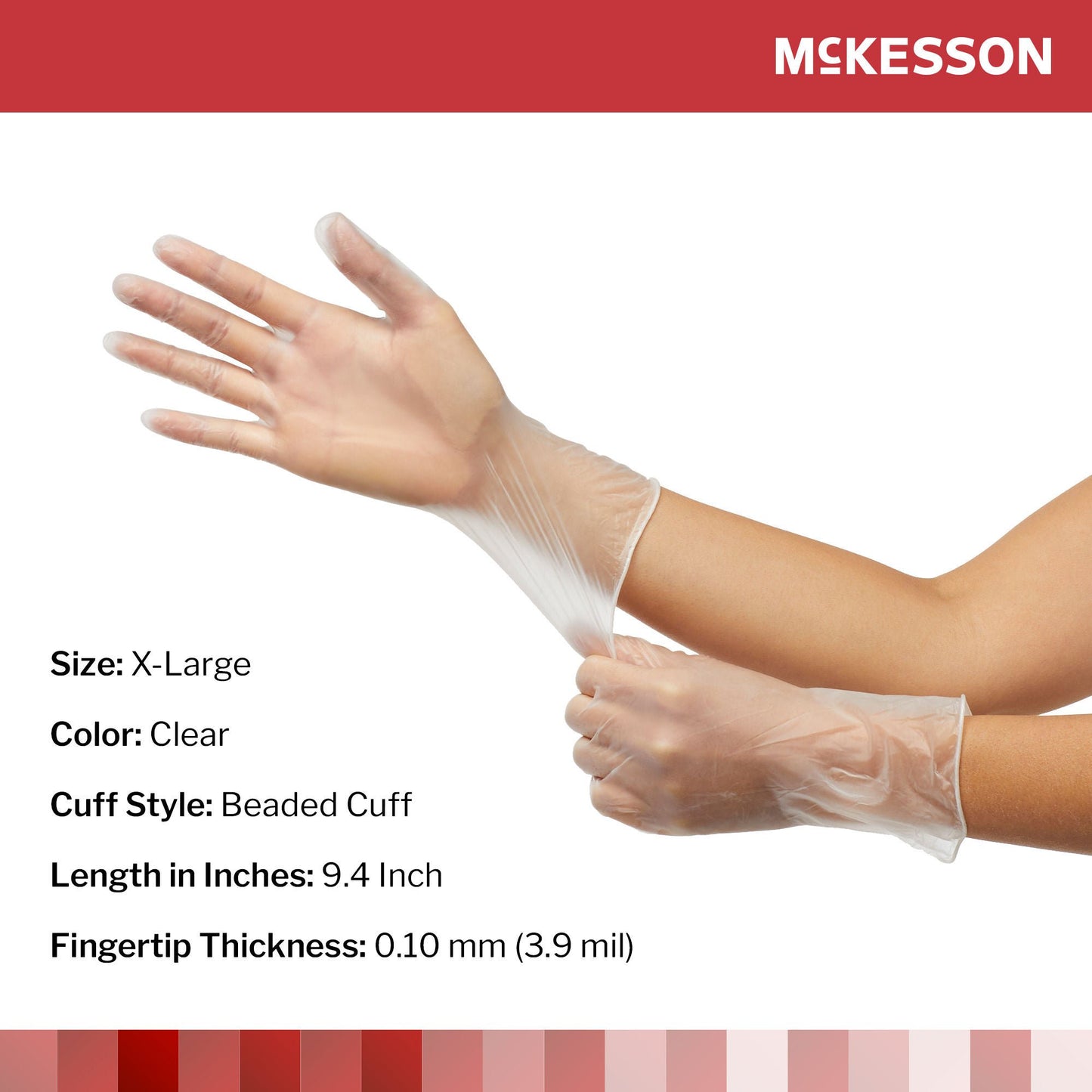 McKesson Vinyl Exam Gloves X-Large Clear NonSterile