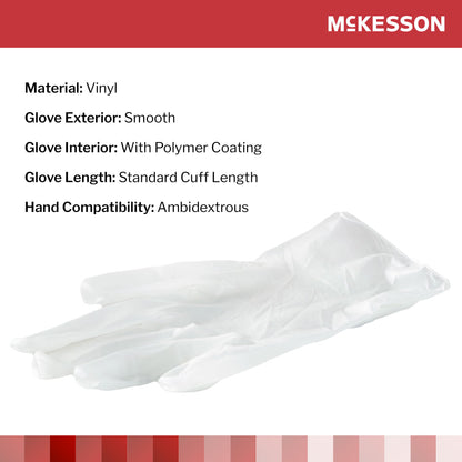 McKesson Vinyl Exam Gloves X-Large Clear NonSterile