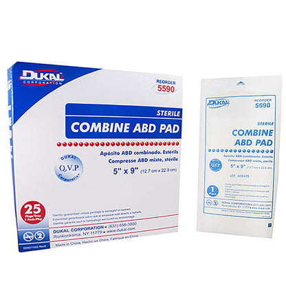 Dukal Abdominal Pad 5 x 9 Inch Sterile 1-Ply Nonwoven Cellulose Dressing