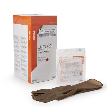 Surgical Glove ENCORE Latex Micro Sterile Latex Standard Cuff Length Micro-Textured Brown Chemo Tested