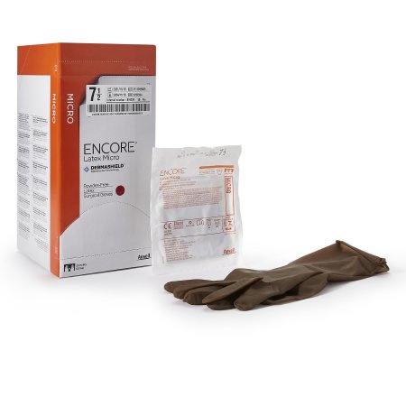 Surgical Glove ENCORE Latex Micro Sterile Latex Standard Cuff Length Micro-Textured Brown Chemo Tested