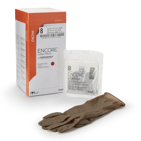 Surgical Glove ENCORE Latex Micro Sterile Latex Standard Cuff Length Micro-Textured Brown Chemo Tested