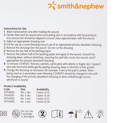 Covrsite Composite Dressing, 4 x 4 Inch, NonSterile, Film Backing