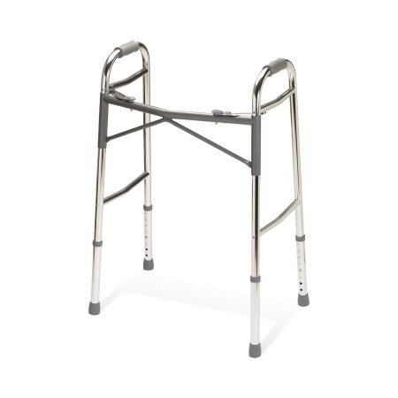 Dual Release Folding Walker Adjustable Height Basic Extra Duty Aluminum Frame 400 lbs. Weight Capacity 32-1/4 to 39-1/4 Inch Height