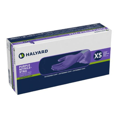 Exam Glove Purple Nitrile-Xtra NonSterile Nitrile Extended Cuff Length Textured Fingertips Purple Chemo Tested