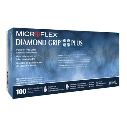 Exam Glove Diamond Grip Plus NonSterile Latex Standard Cuff Length Fully Textured White Not Rated