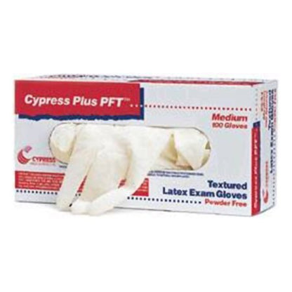 Exam Glove Cypress Plus PFT NonSterile Latex Standard Cuff Length Fully Textured Ivory Not Rated