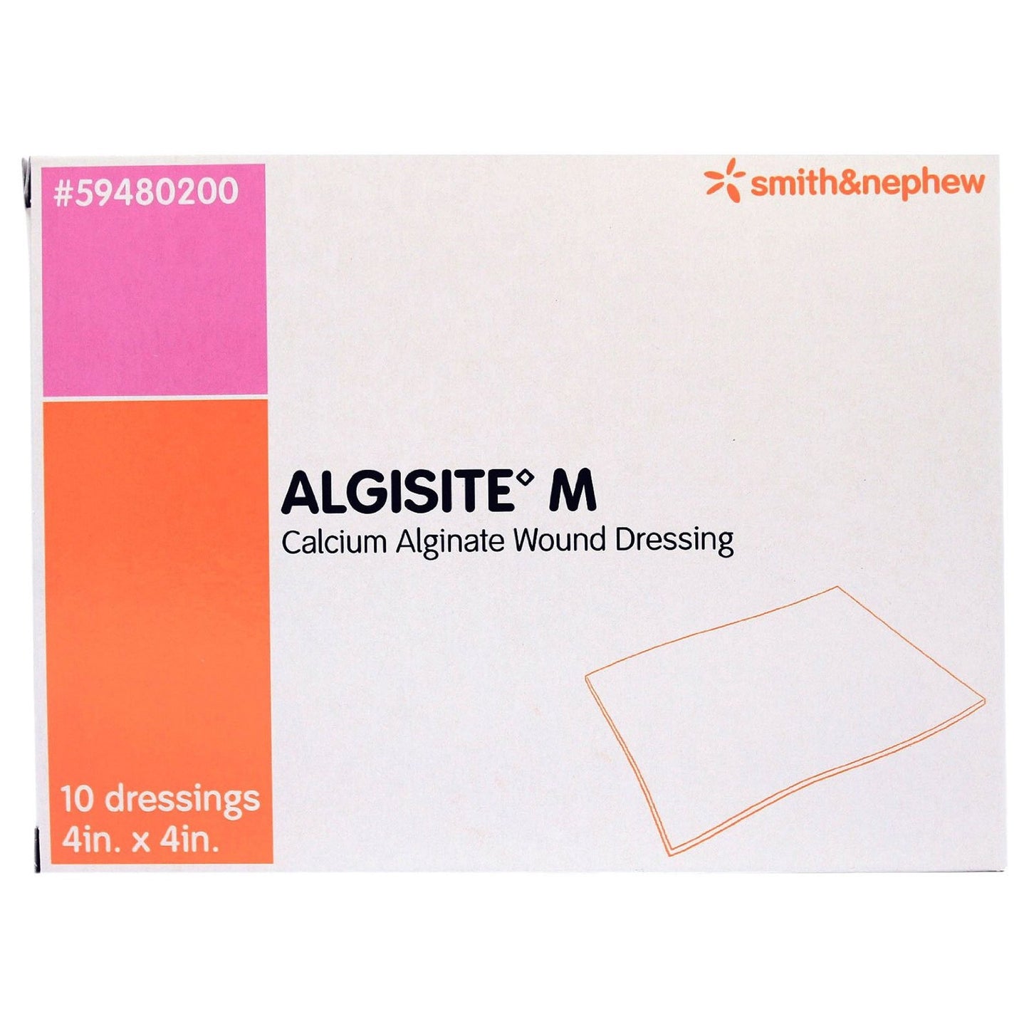 AlgiSite M Calcium Alginate Dressing 4 x 4 Inch Sterile Square