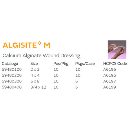 AlgiSite M Calcium Alginate Dressing 4 x 4 Inch Sterile Square
