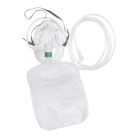 NonRebreather Oxygen Mask Elongated Style Adult One Size Fits Most Adjustable Head Strap / Nose Clip