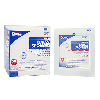 Dukal Sterile Gauze Sponge 2 x 2 Inch 8-Ply Cotton 2 per Pack