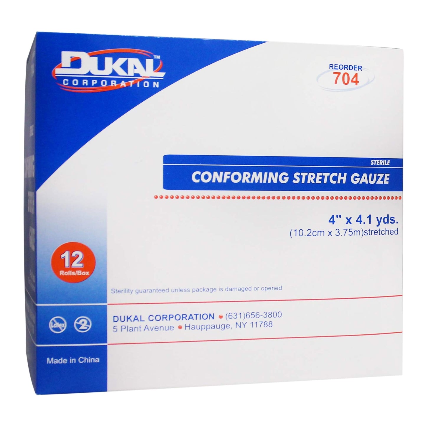 Dukal Conforming Bandage 4 Inch x 4-1/10 Yard 1-Ply Sterile Rayon Polyester Roll