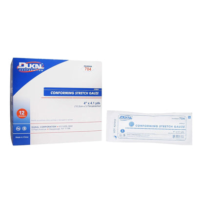 Dukal Conforming Bandage 4 Inch x 4-1/10 Yard 1-Ply Sterile Rayon Polyester Roll