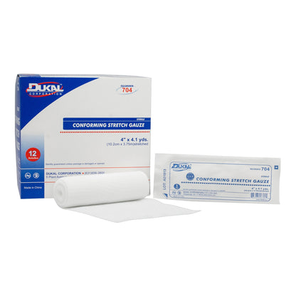 Dukal Conforming Bandage 4 Inch x 4-1/10 Yard 1-Ply Sterile Rayon Polyester Roll