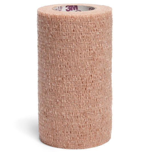 3M Coban LF Cohesive Bandage 4 Inch x 5 Yard Self-Adherent Tan Standard Compression