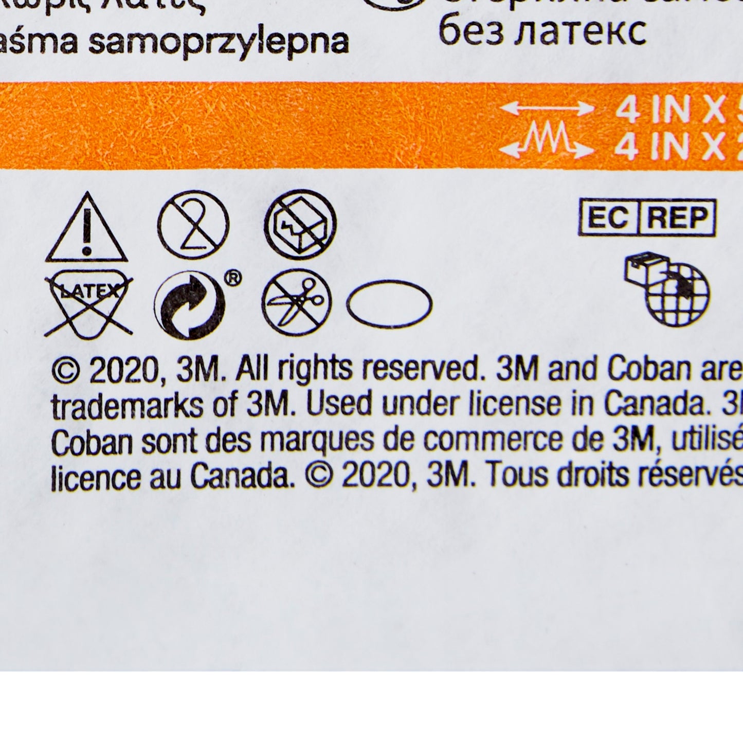 3M Coban LF Sterile Cohesive Bandage 4 Inch x 5 Yard Self-Adherent Tan Standard Compression