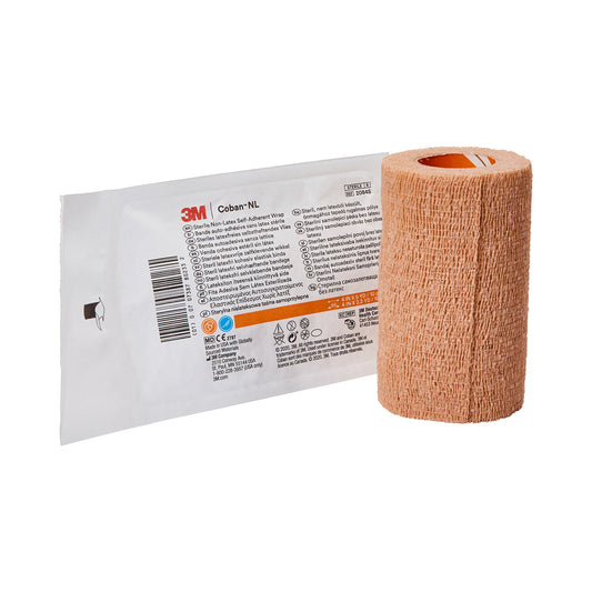 3M Coban LF Sterile Cohesive Bandage 4 Inch x 5 Yard Self-Adherent Tan Standard Compression
