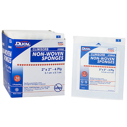 Clinisorb Nonwoven Sponge 2 x 2 Inch 4-Ply Sterile – 2 Per Pack