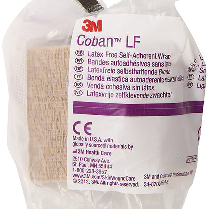 3M Coban LF Cohesive Bandage 2 Inch x 5 Yard Self-Adherent Tan Standard Compression