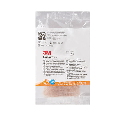 3M Coban LF Cohesive Bandage 3 Inch x 5 Yard Self-Adherent Tan Standard Compression