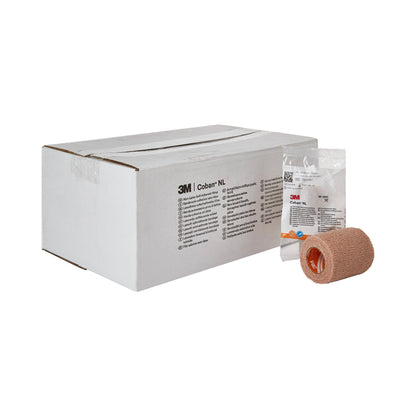 3M Coban LF Cohesive Bandage 3 Inch x 5 Yard Self-Adherent Tan Standard Compression
