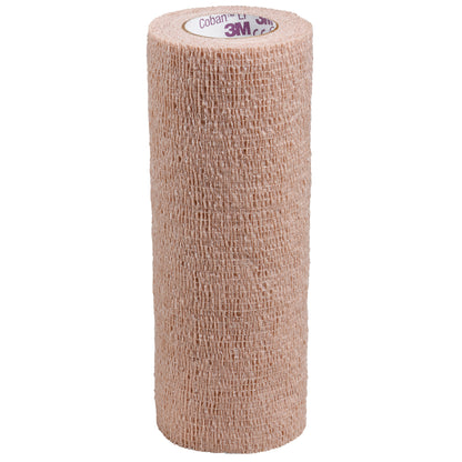 3M Coban LF Cohesive Bandage 6 Inch x 5 Yard Self-Adherent Tan Standard Compression