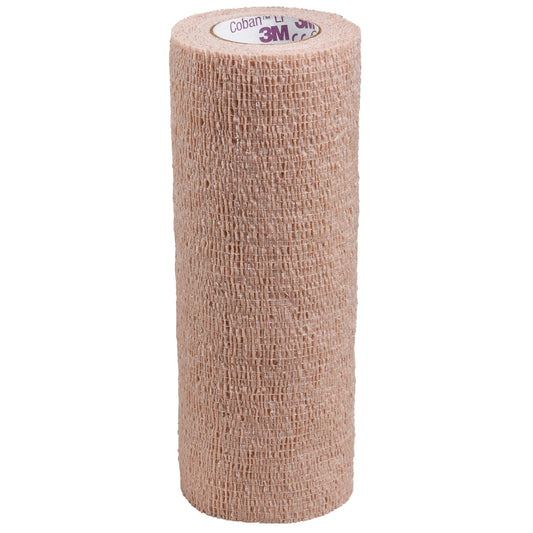 3M Coban LF Cohesive Bandage 6 Inch x 5 Yard Self-Adherent Tan Standard Compression