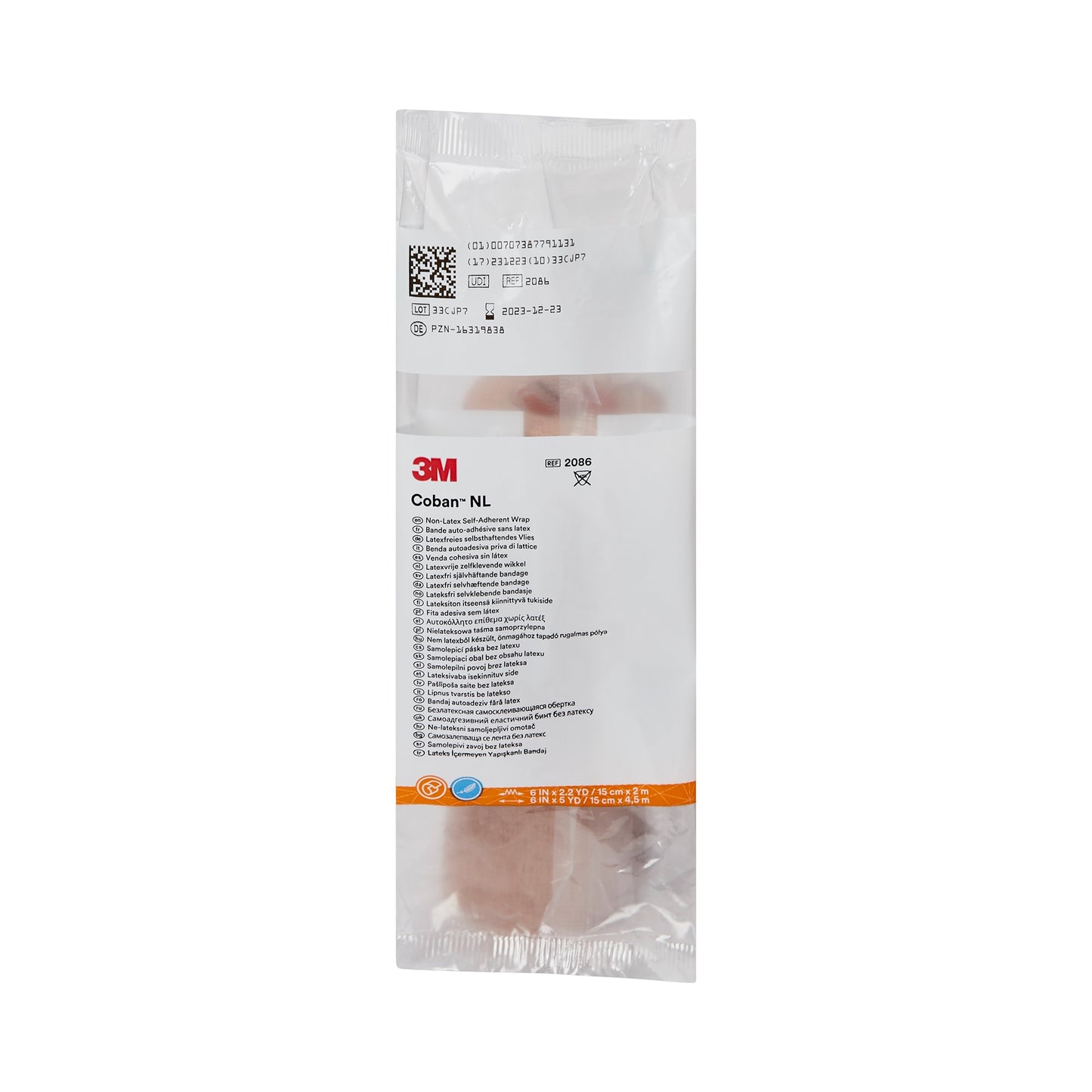 3M Coban LF Cohesive Bandage 6 Inch x 5 Yard Self-Adherent Tan Standard Compression