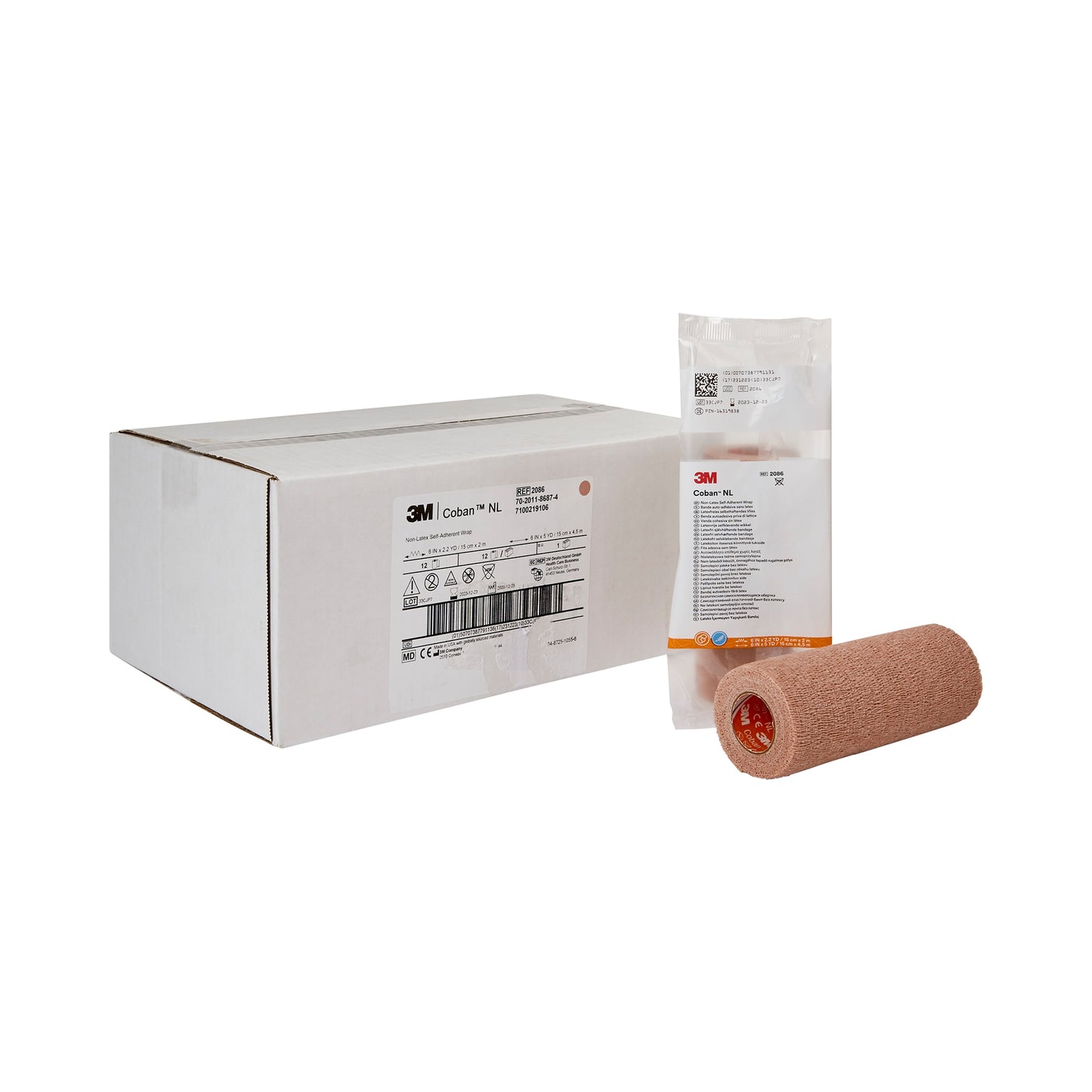 3M Coban LF Cohesive Bandage 6 Inch x 5 Yard Self-Adherent Tan Standard Compression